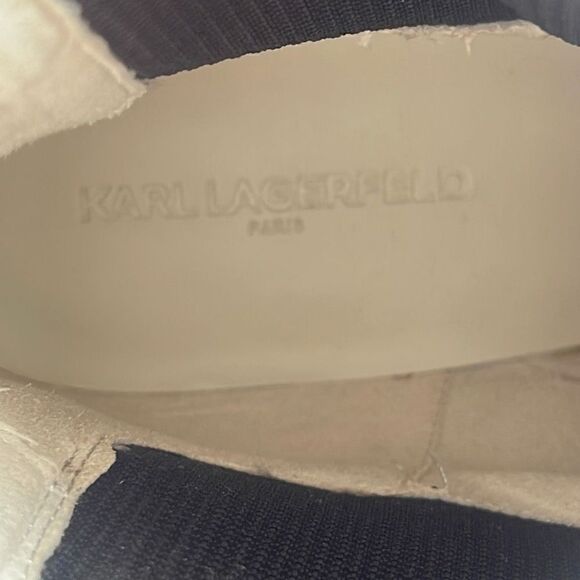 KARL LAGERFELD PARIS Cavin Metallic Block Heel Square Ankle Boot Sz 10 - Picture 6 of 7